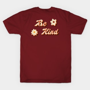 Retro Be Kind Flowers Typography T-Shirt